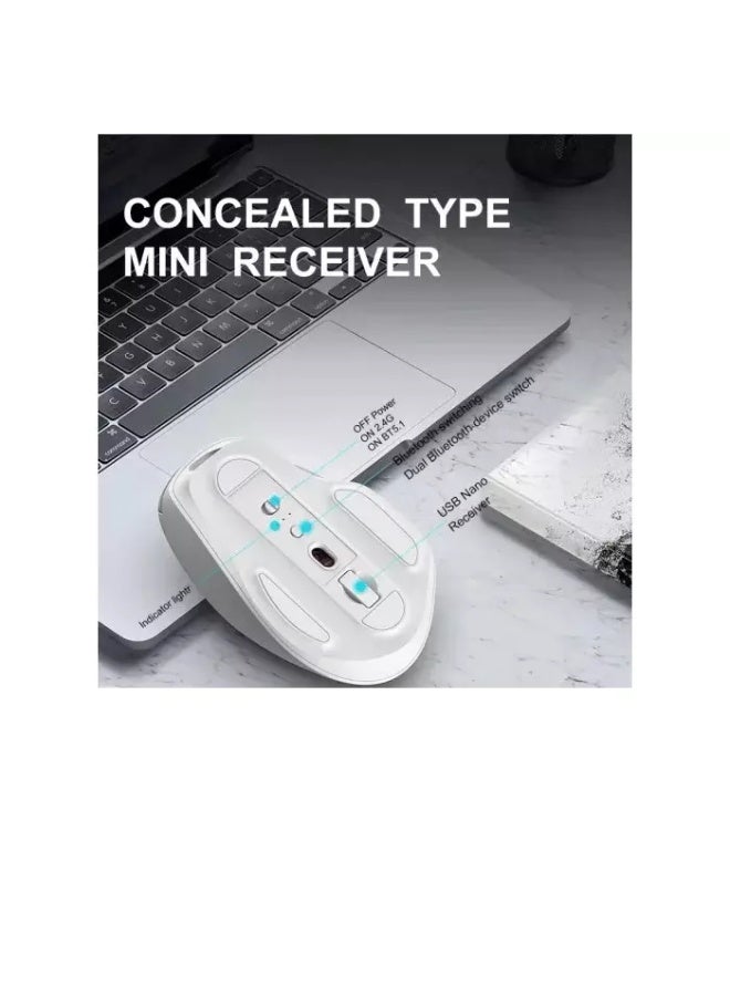 JeDEL WD155 Wireless 2.4Ghz , Bluetooth Rechargeable Mouse - Optical Sensor 2000 DPI - 7 Buttons With 2 Side Buttons - Image 5